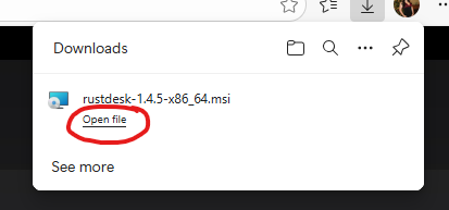 Download the RustDesk MSI installer.